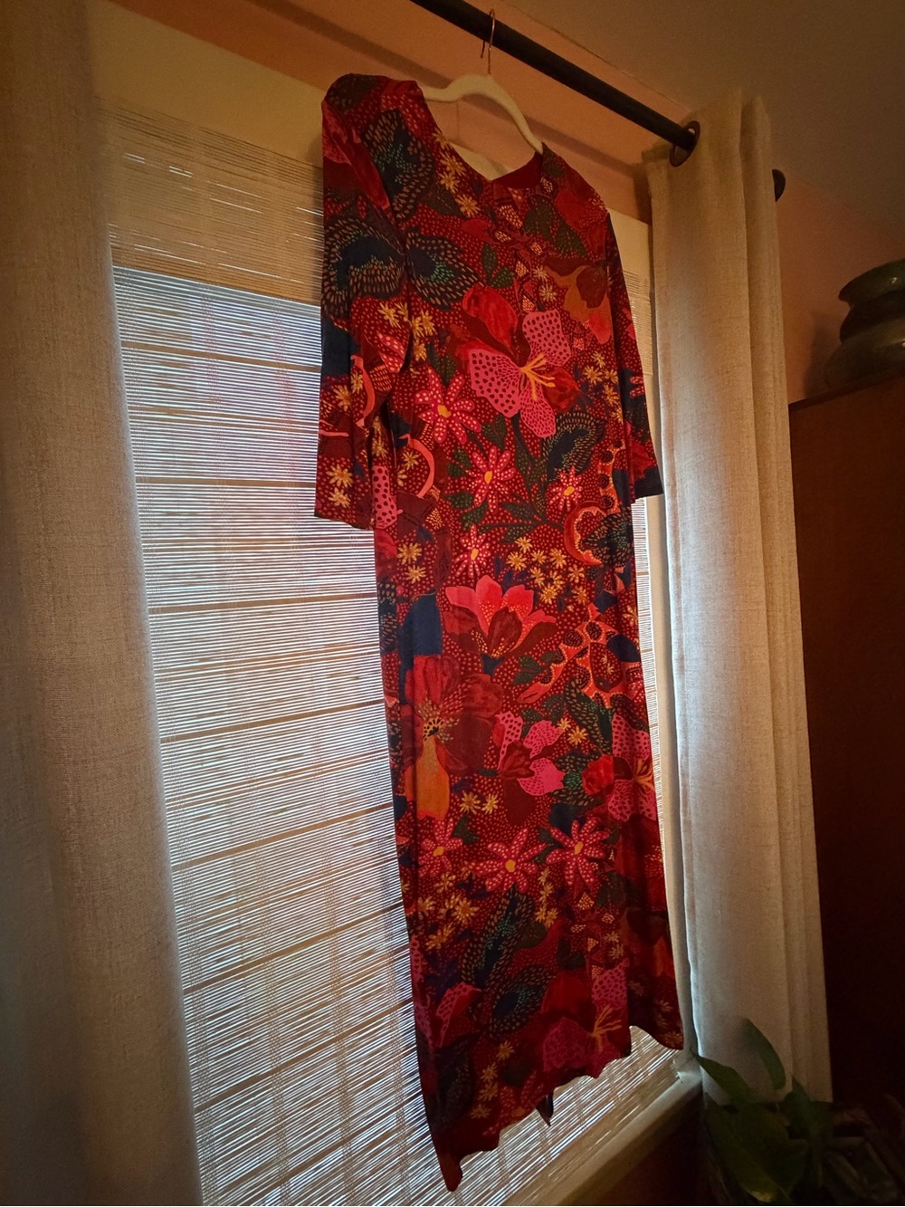 FARM Rio Red Floral Print Midi Dress